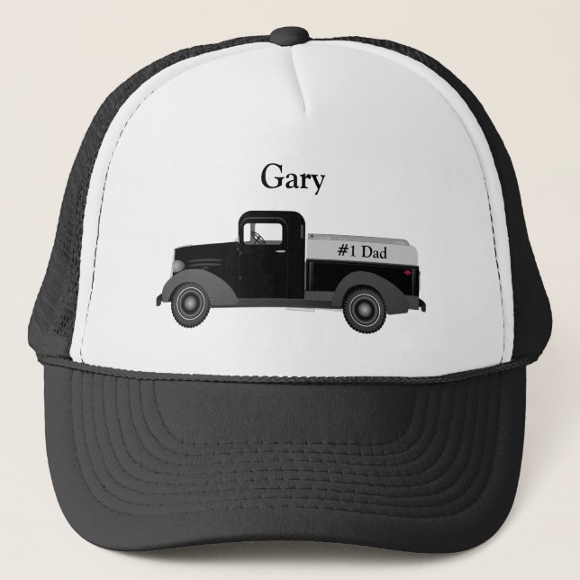 #1 Dad Old Truck Baseball Trucker Hat (Front)