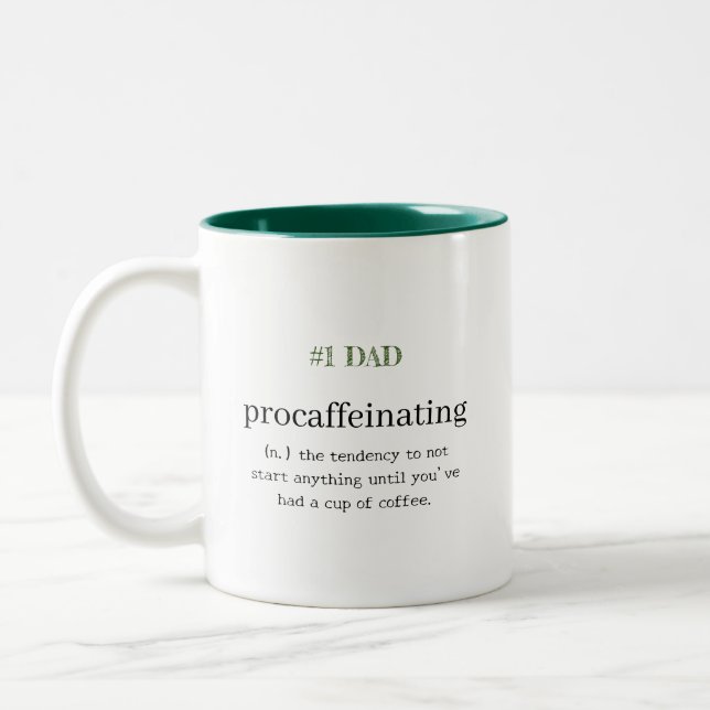 #1 DAD Personalised Procaffeinating Two-Tone Coffee Mug (Left)