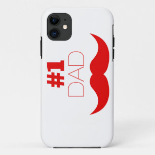 #1 Dad Red Moustache - Number One iPhone 11 Case