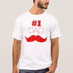 #1 Dad Red Moustache - Number One T-Shirt