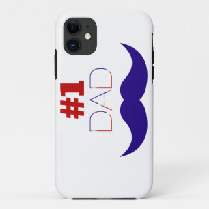 #1 Dad Red White and Blue Moustache - Number One iPhone 11 Case