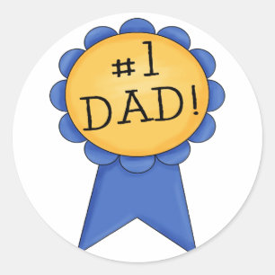 #1 Dad (ribbon) Classic Round Sticker