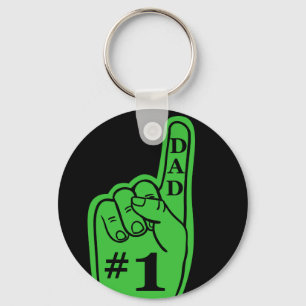 #1 Dad Sports Fan Hand in Green Key Ring