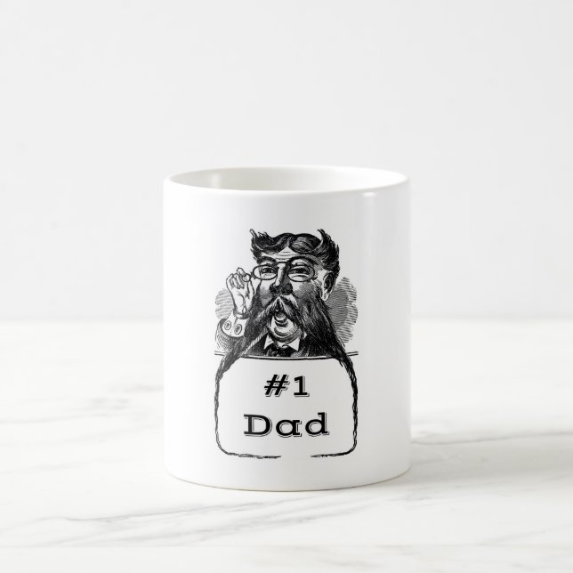 #1 Dad Vintage Drawing Coffee Mug (Center)