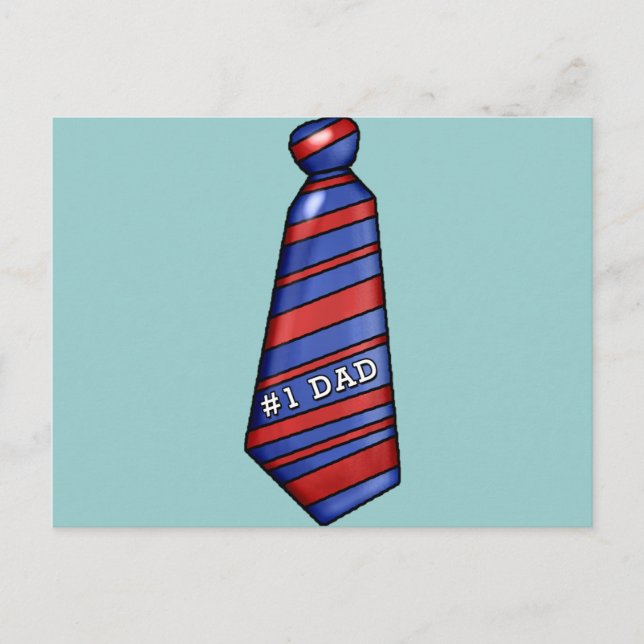 #1 Dad with Faux Tie on T-shirts Postcard (Front)