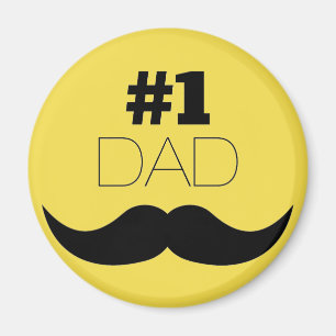 #1 Dad Yellow Mustache - Number One Magnet