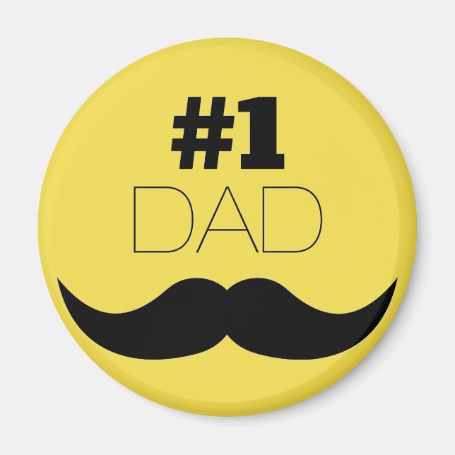 #1 Dad Yellow Mustache - Number One Magnet (Front)