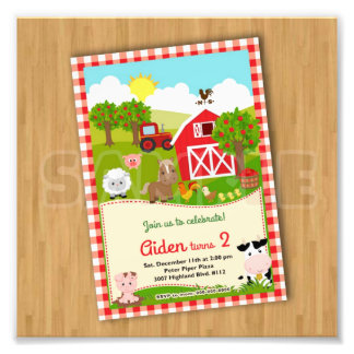 1 DIGITAL JPEG Farm Barnyard Birthday Invitations Photo Print