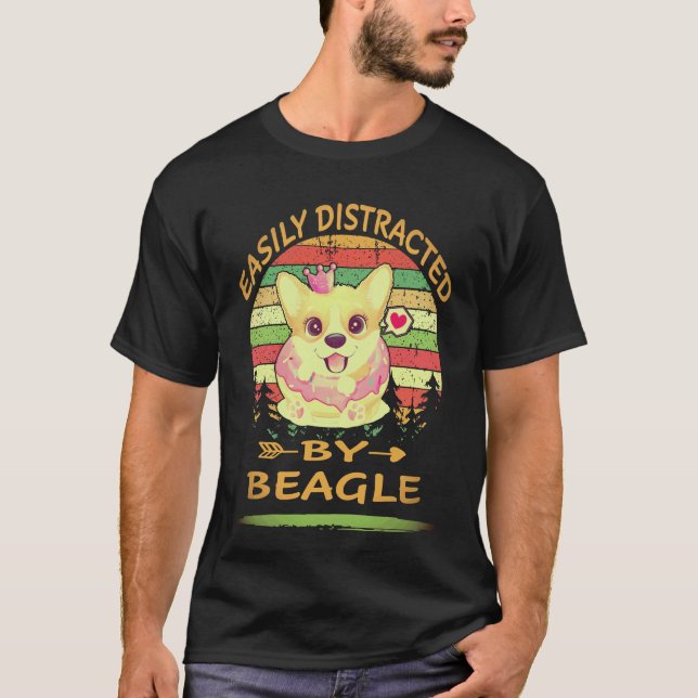 1 Easily Distracted By Beagle T-Shirt (Front)