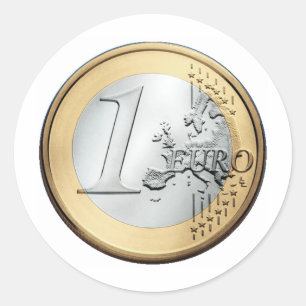 1 EURO Coin Classic Round Sticker