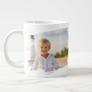 1 Full Photo and Text - Brushstroke Horizontal Large Coffee Mug
