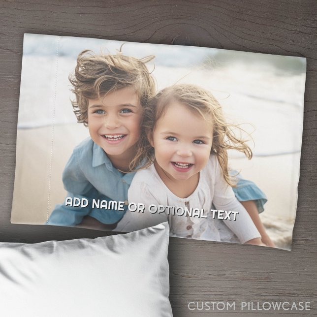1 Full Photo and Text - Horizontal Landscape Pillowcase (Custom Pillowcase with Photo Collage)