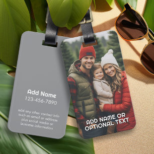 1 Full Photo and Text - Info on Back Luggage Tag