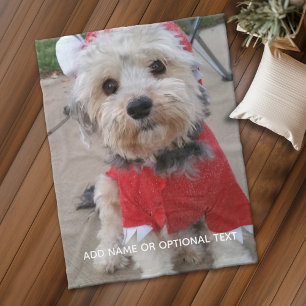 1 Full Photo Custom Text - Vertical Portrait Fleece Blanket