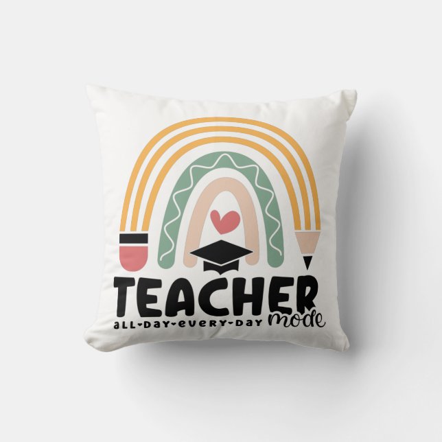 1- Funny Teacher Mode Teaching Gift for Teacher Cushion (Front)
