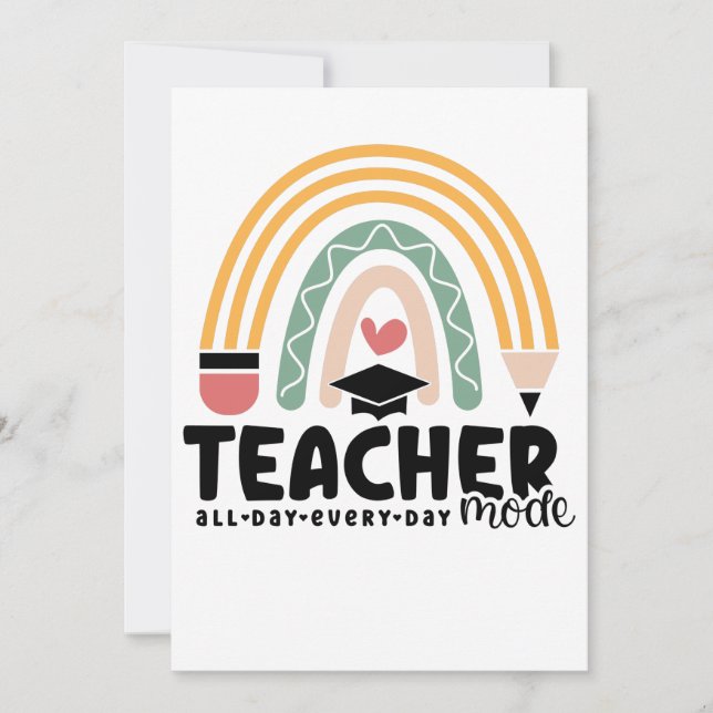 1- Funny Teacher Mode Teaching Gift for Teacher Invitation (Front)