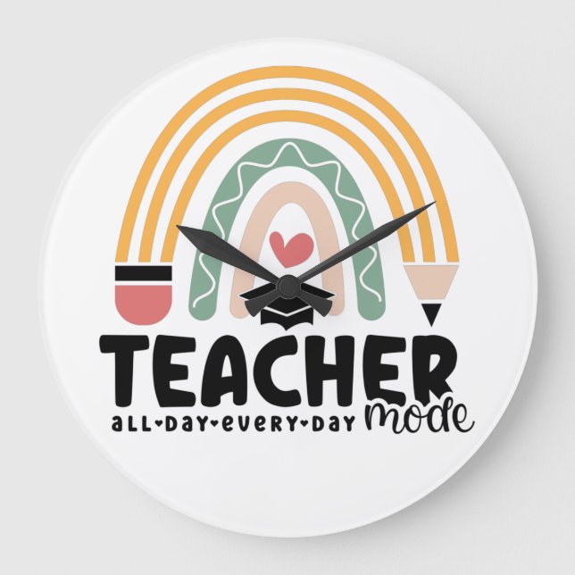 1- Funny Teacher Mode Teaching Gift for Teacher Large Clock (Front)