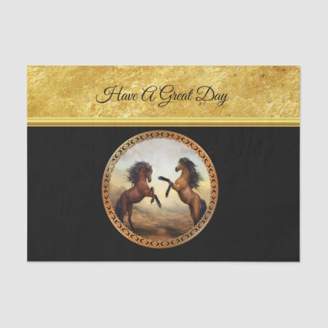 1 gold frame horses tissue paper (Front)