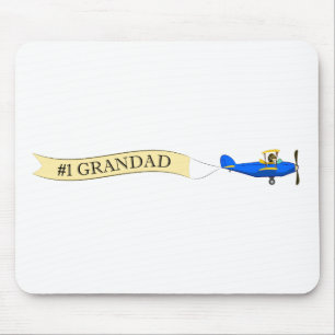 #1 Grandad Biplane Banner Mousepad