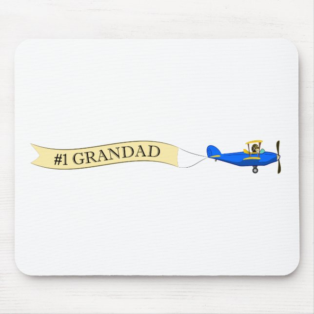 #1 Grandad Biplane Banner Mousepad (Front)