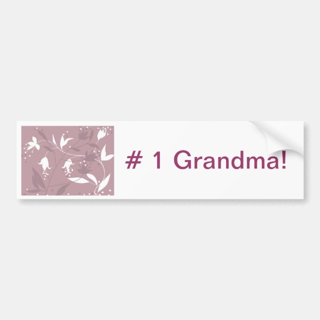 #1 grandma bumber sticker purple floral design! (Front)