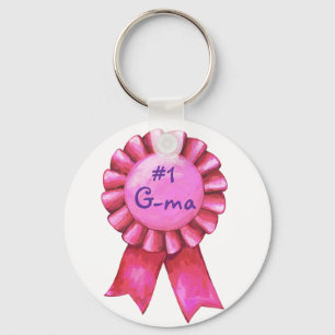#1 Grandma Pink Ribbon Keychain