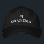 #1 Grandma white custom text cute elegant Embroidered Hat<br><div class="desc">#1 Grandma white custom text cute elegant modern Embroidered Baseball Cap.
Modern,  minimalist,  simple,  elegant style.
with fully customisable text.
Available in many colours and style options.</div>