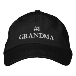 #1 Grandma white custom text cute elegant Embroidered Hat