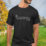 #1 Grandpa Est Year T-Shirt<br><div class="desc">Celebrate the special role of grandpa with the #1 Grandpa Est. Year T-Shirt! Featuring bold, modern outlined typography for the word "Grandpa" in white letters, this shirt includes a customisable line to add the year he became a grandfather. Perfect for new grandpas or grandpas-to-be, this t-shirt is a meaningful and...</div>