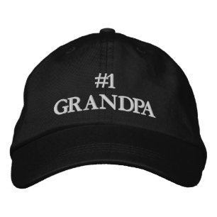 #1 Grandpa white custom text elegant cute Embroidered Hat