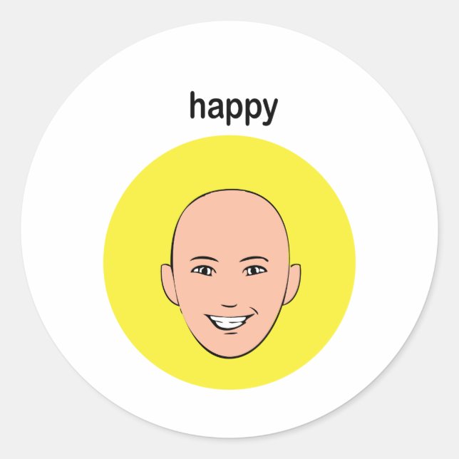1 happy classic round sticker (Front)