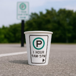 1 Hour Parking Sign For Controlled Parking Zones  Paper Cups