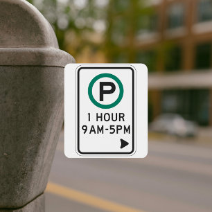 1 Hour Parking Sign For Controlled Parking Zones  Square Sticker