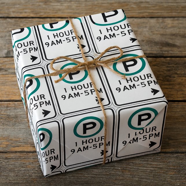1 Hour Parking Sign For Controlled Parking Zones  Wrapping Paper (Creator Uploaded)