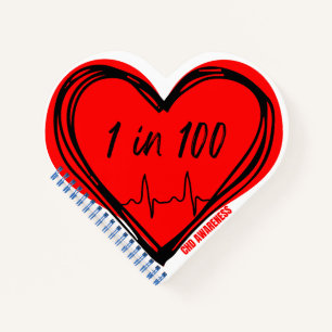 1 in 100 CHD Awareness Heart Notebook