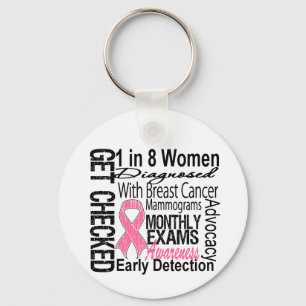 1 in 8 Women - Breast Cancer Awareness Key Ring