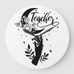 1- Inspirational Teacher Shirt, Minimalist Teacher Large Clock