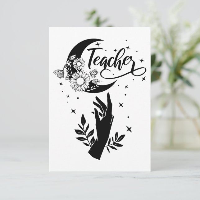 1- Inspirational Teacher Shirt, Minimalist Teacher Thank You Card (Standing Front)