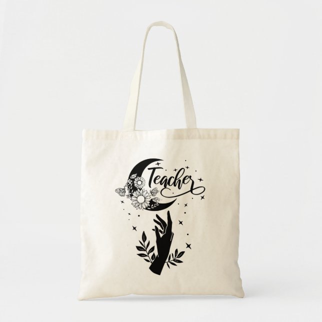 1- Inspirational Teacher Shirt, Minimalist Teacher Tote Bag (Front)