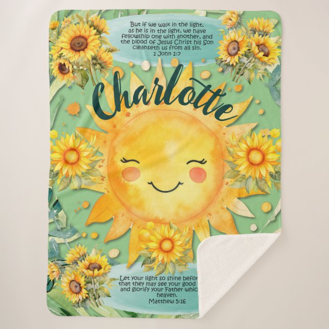 1 John 1:7, Christian Women Sunshine Blanket (Front)