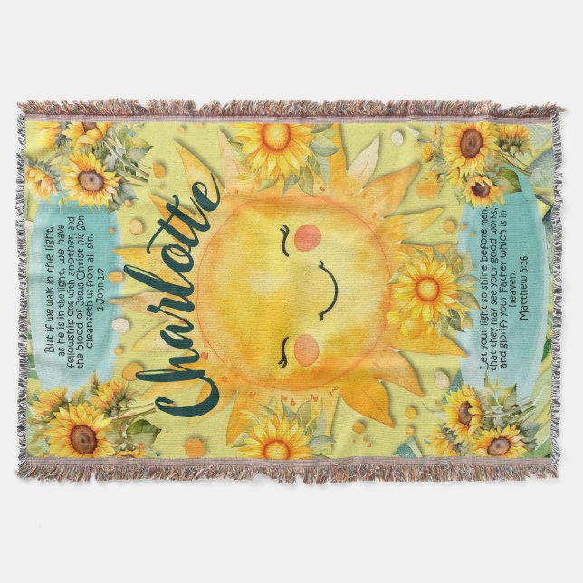 1 John 1:7, Christian Women Sunshine Throw Blanket (Front)