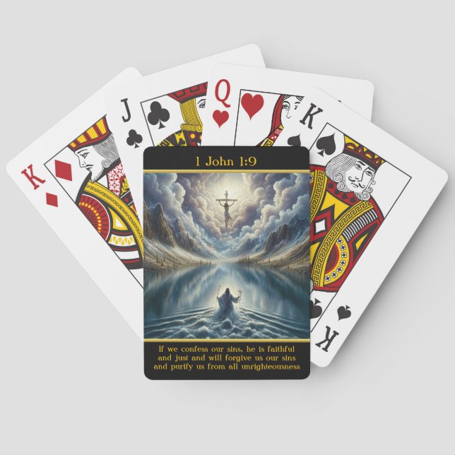 1 John 1:9: Divine Love Radiant Scene Playing Cards (Back)