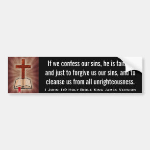1 John 1:9 Holy Bible King James Version Bumper Sticker