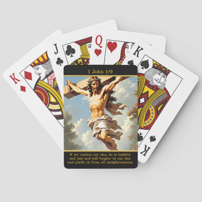 1 John 1:9 Majestic Cross Radiant Landscape Playing Cards (Back)