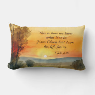 1 John 3:16 Jesus laid down his life for us Bible Lumbar Cushion