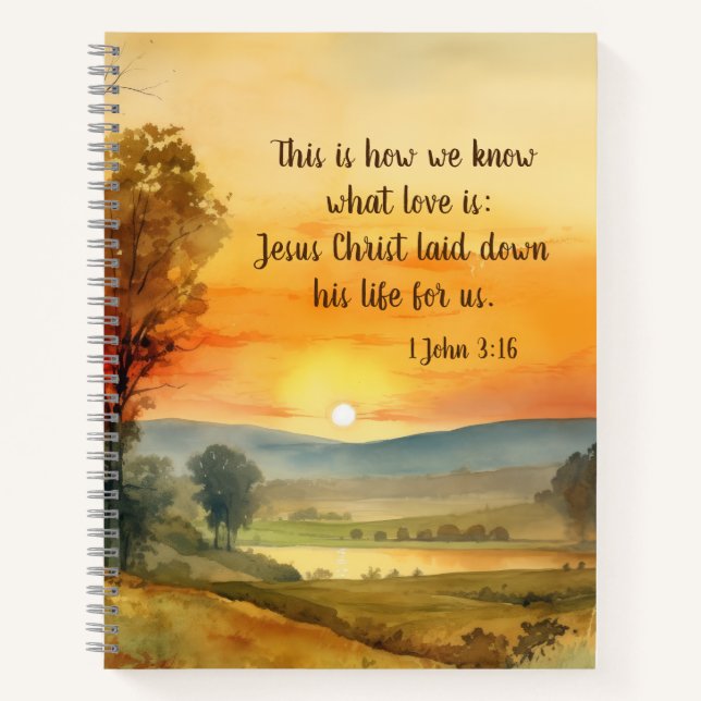 1 John 3:16 Jesus laid down his life for us Bible Notebook (Front)