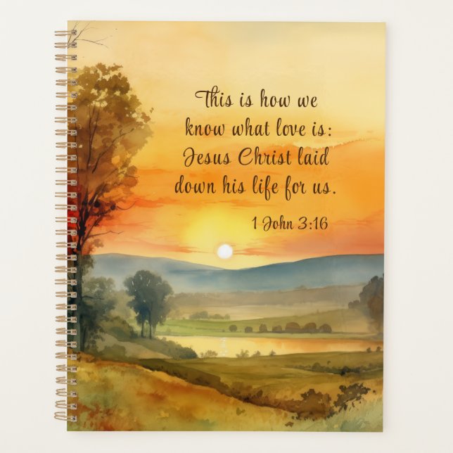 1 John 3:16 Jesus laid down his life for us Bible Planner (Front)
