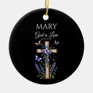 1 John 4:16 God Is Love – Personalised Christian Ceramic Tree Decoration