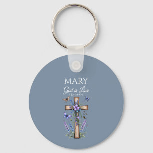 1 John 4:16 God Is Love – Personalised Christian Key Ring
