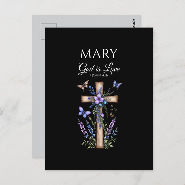 1 John 4:16 God Is Love – Personalised Christian Postcard (Front/Back)